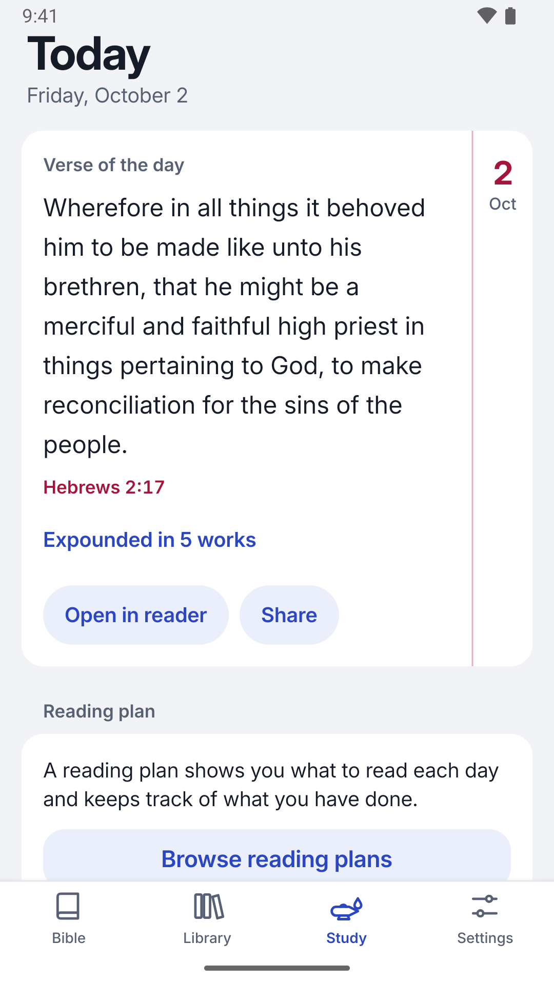 Verse of the day and reading plans